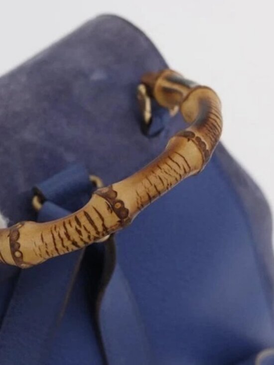 GUCCI Bamboo Backpack Suede Blue 003 8030 3444 Auth ki6661A